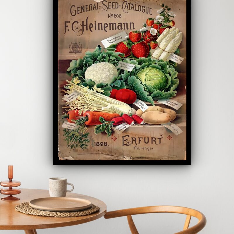 Quadro Decorativo Cozinha Vegetais Vintage - 70x50 cm