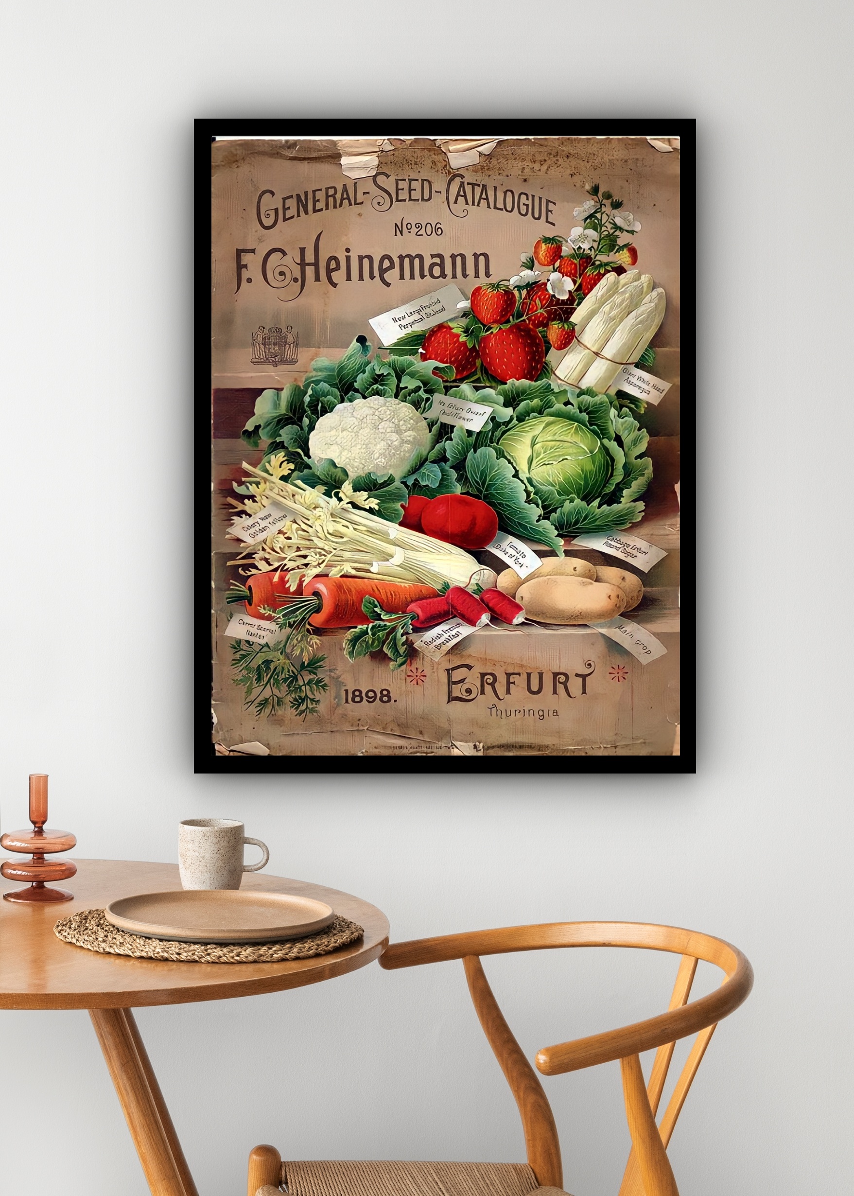 Quadro Decorativo Cozinha Vegetais Vintage - 70x50 cm