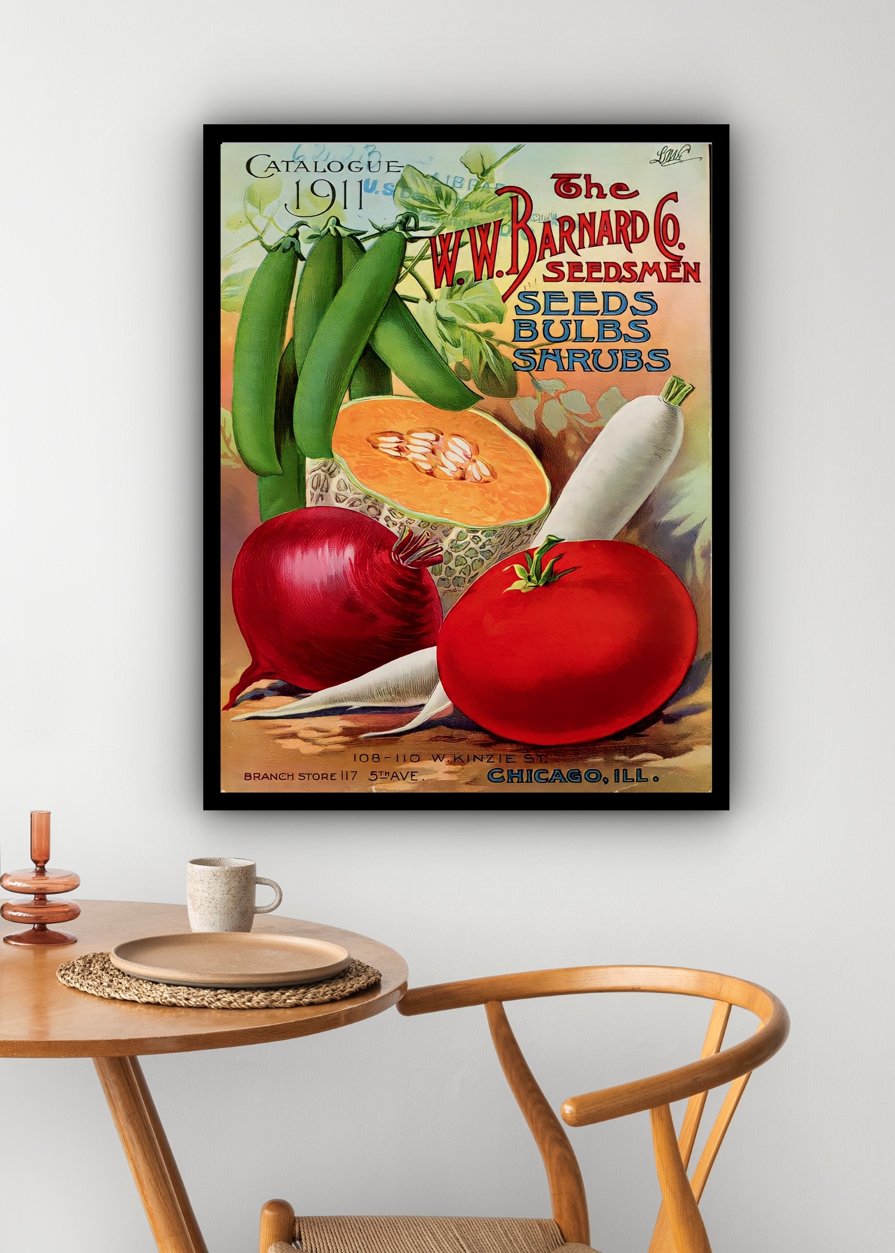 Quadro Decorativo Cozinha Vintage Vegetais - 70x50 cm