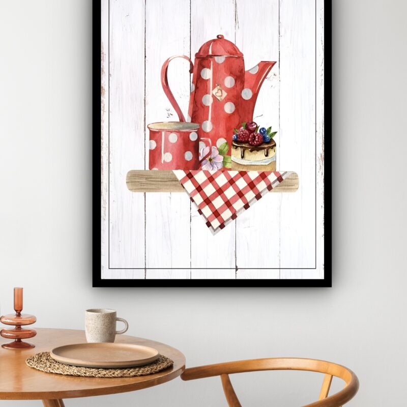 Quadro Decorativo Cozinha Vintage Vermelho - 70x50 cm