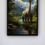 Quadro Decorativo Dinossauro Floresta - 70x50 cm
