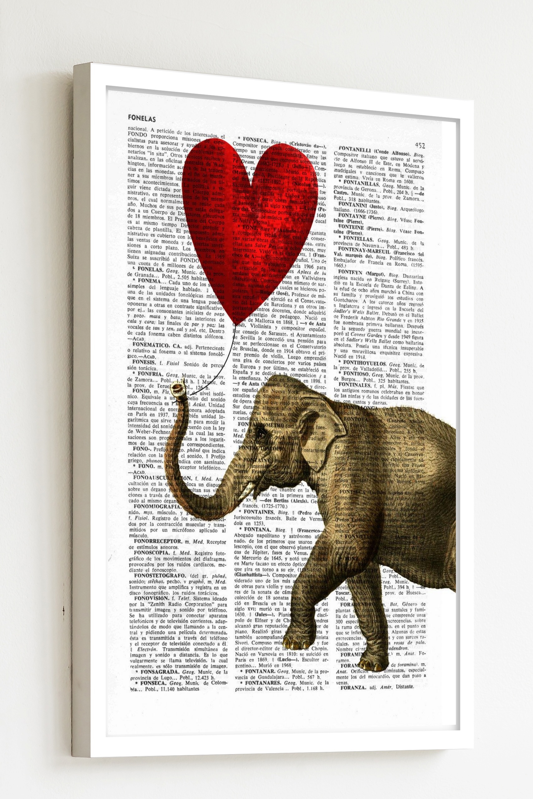 Quadro Decorativo Elefante Balão de Coração - 70x50 cm
