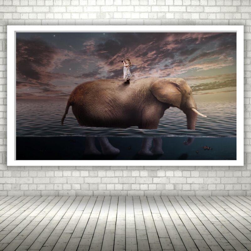 Quadro Decorativo Elefante Surrealismo - 50x70 cm