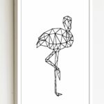 Quadro Decorativo Flamingo Geométrico - 70x50 cm