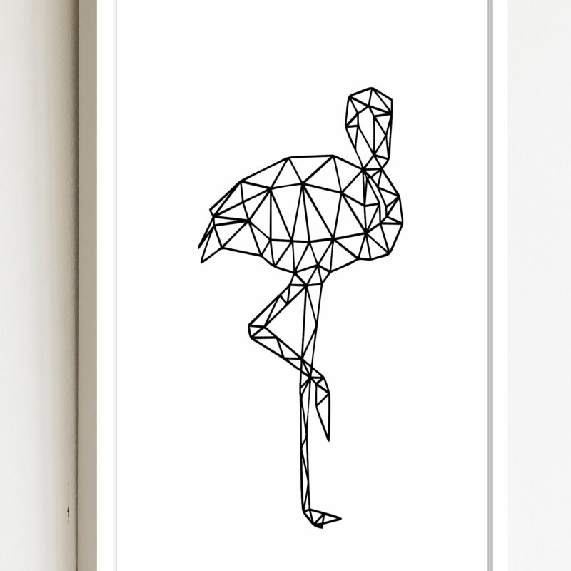 Quadro Decorativo Flamingo Geométrico - 70x50 cm