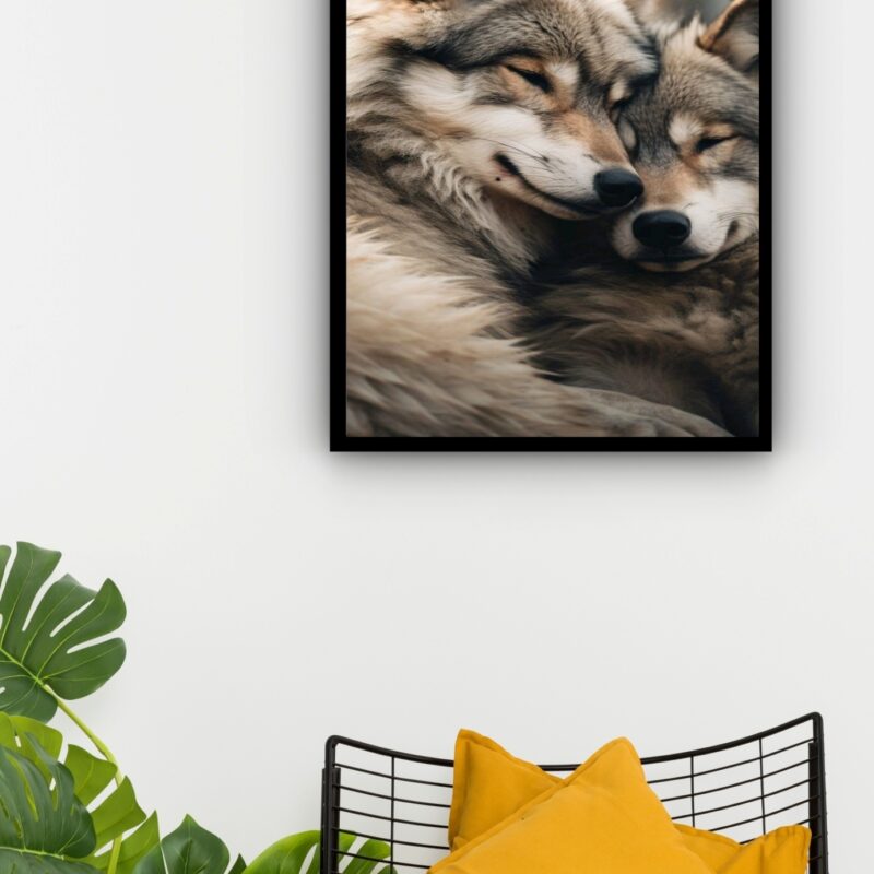Quadro Decorativo Foto Casal de Lobos - 70x50 cm