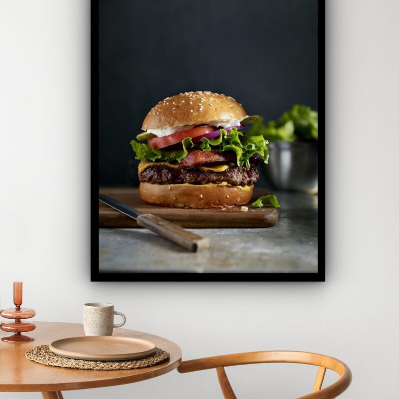 Quadro Decorativo Fotografia Hambúrguer - 70x50 cm