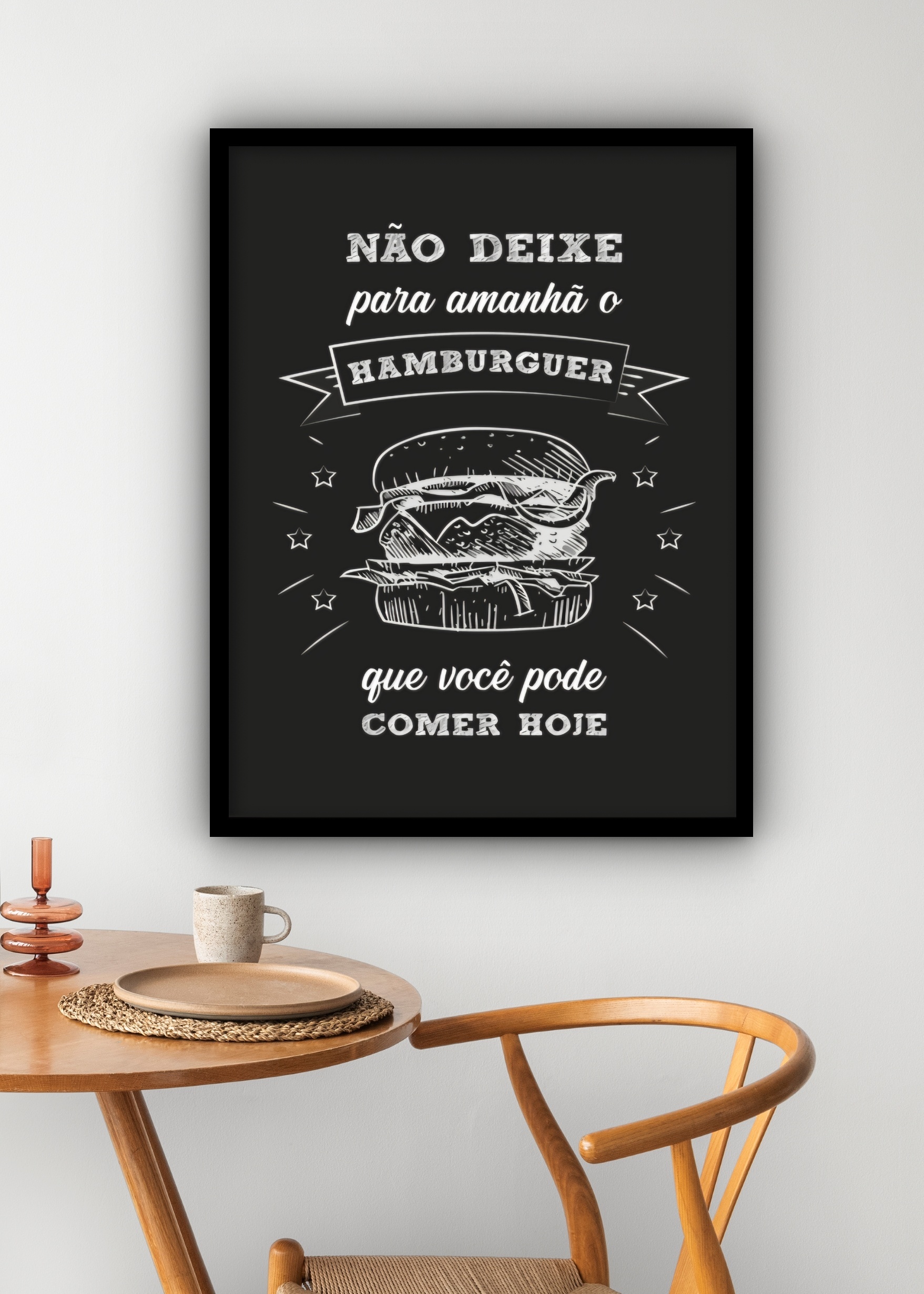 Quadro Decorativo Frase Hamburgueria - 70x50 cm