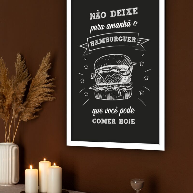 Quadro Decorativo Frase Hamburgueria - 70x50 cm