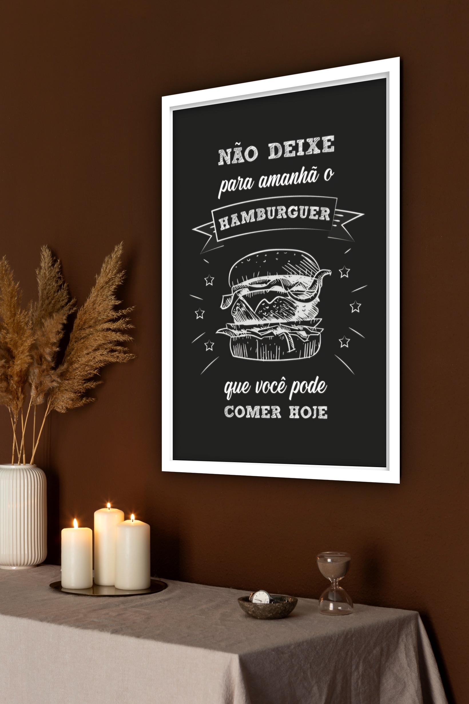 Quadro Decorativo Frase Hamburgueria - 70x50 cm