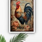Quadro Decorativo Galo Country Vintage - 70x50 cm