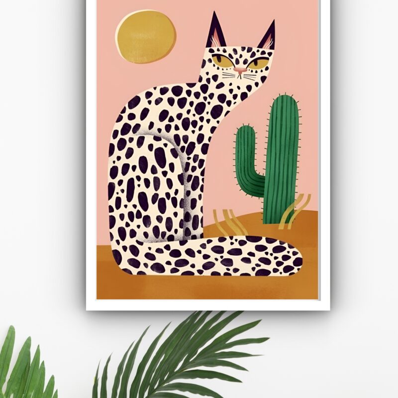 Quadro Decorativo Arte Gata No Deserto - 70x50 cm