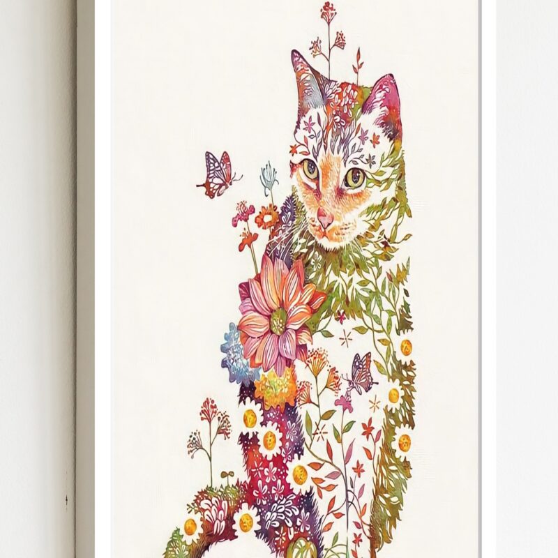 Quadro Decorativo Gata Jardim - 70x50 cm