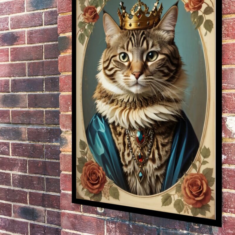 Quadro Decorativo Gata Rainha Vintage - 70x50 cm