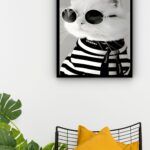 Quadro Decorativo Gato Fashion Óculos Preto - 70x50 cm