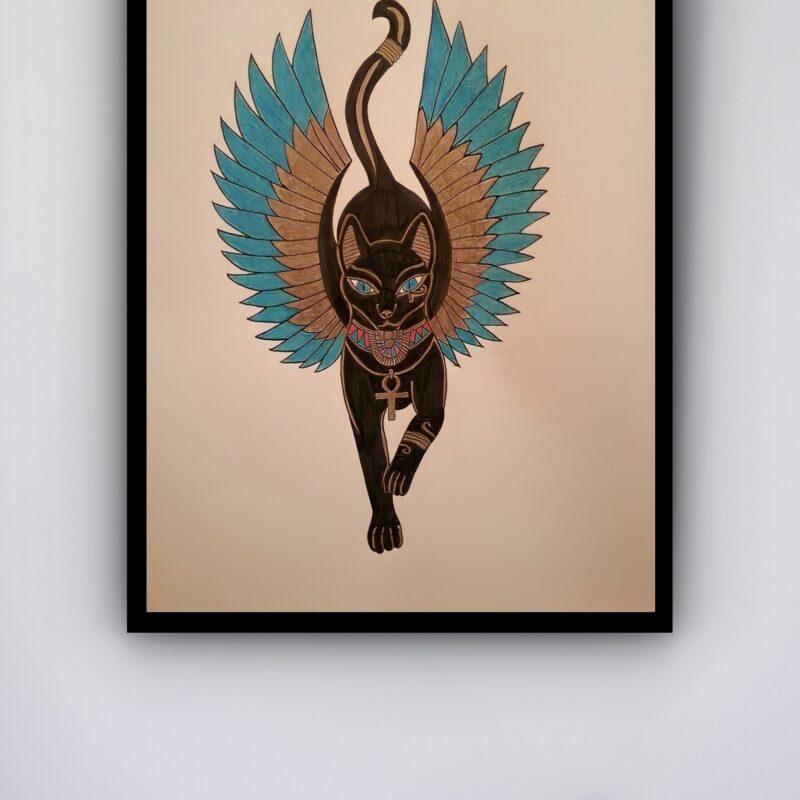 Quadro Decorativo Gato Egípcio - 70x50 cm