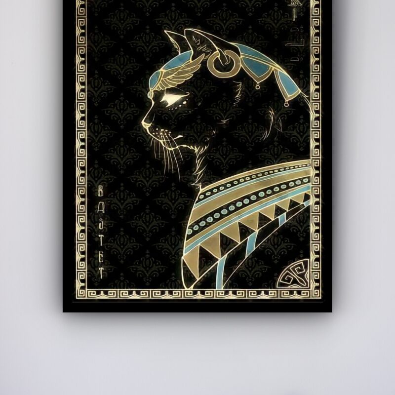 Quadro Decorativo Gato Egípcio Bastet - 70x50 cm