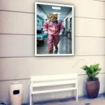 Quadro Decorativo Gato Médico - 70x50 cm