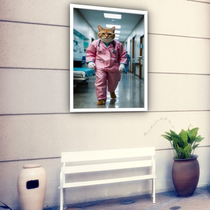 Quadro Decorativo Gato Médico - 70x50 cm