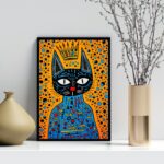 Quadro Decorativo Gato Pop Arte Cores Vibrantes - Coroa