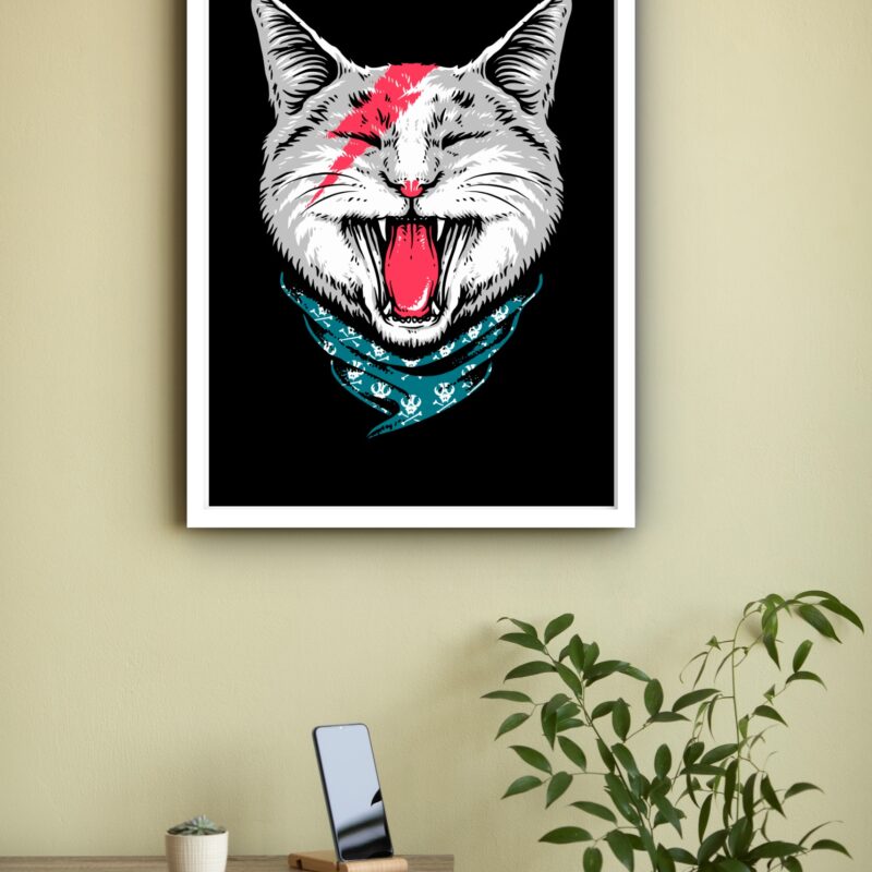 Quadro Decorativo Gato do Rock - 70x50 cm