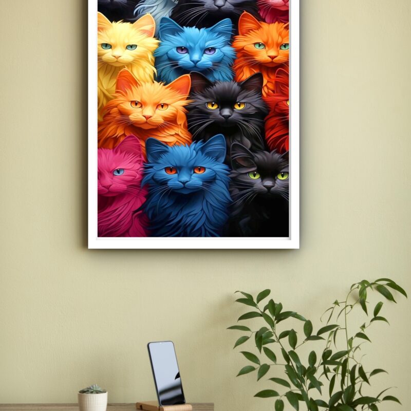 Quadro Decorativo Gatos Cores - 70x50 cm