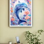 Quadro Decorativo Golfinho Rosas - 70x50 cm
