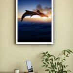 Quadro Decorativo Golfinhos Pôr do Sol - 70x50 cm