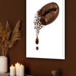 Quadro Decorativo Gotas Grão de Café - 70x50 cm