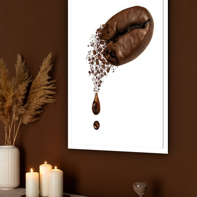 Quadro Decorativo Gotas Grão de Café - 70x50 cm