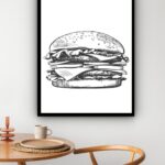 Quadro Decorativo Hambúrguer Desenho - 70x50 cm