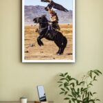 Quadro Decorativo Índio Cavalo Falcão - 70x50 cm