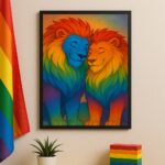 Quadro Decorativo LGBT Casal de Leões Gay