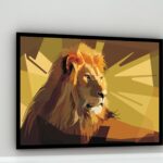 Quadro Decorativo Leão Geométrico Terra - 50x70 cm