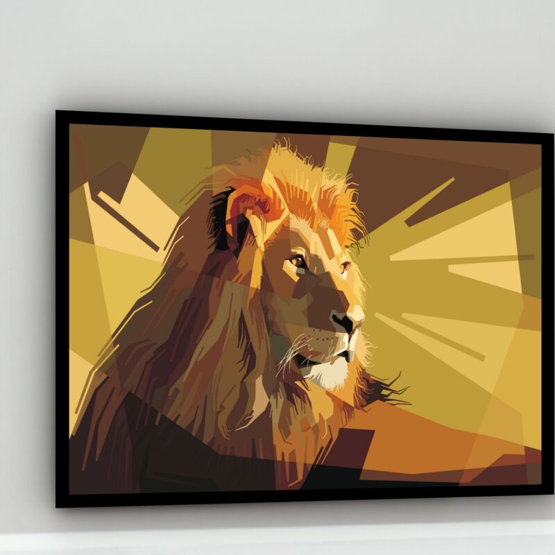 Quadro Decorativo Leão Geométrico Terra - 50x70 cm