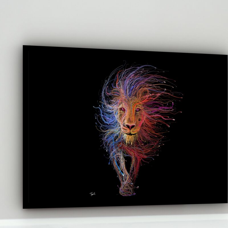 Quadro Decorativo Leão Andando Linhas - 50x70 cm