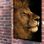 Quadro Decorativo Leão Ouro - 70x50 cm