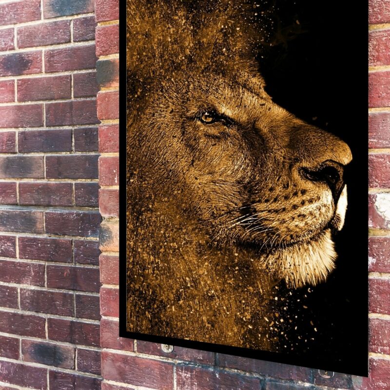 Quadro Decorativo Leão Ouro - 70x50 cm