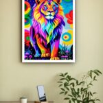 Quadro Decorativo Leão Paisagem Cores - 70x50 cm