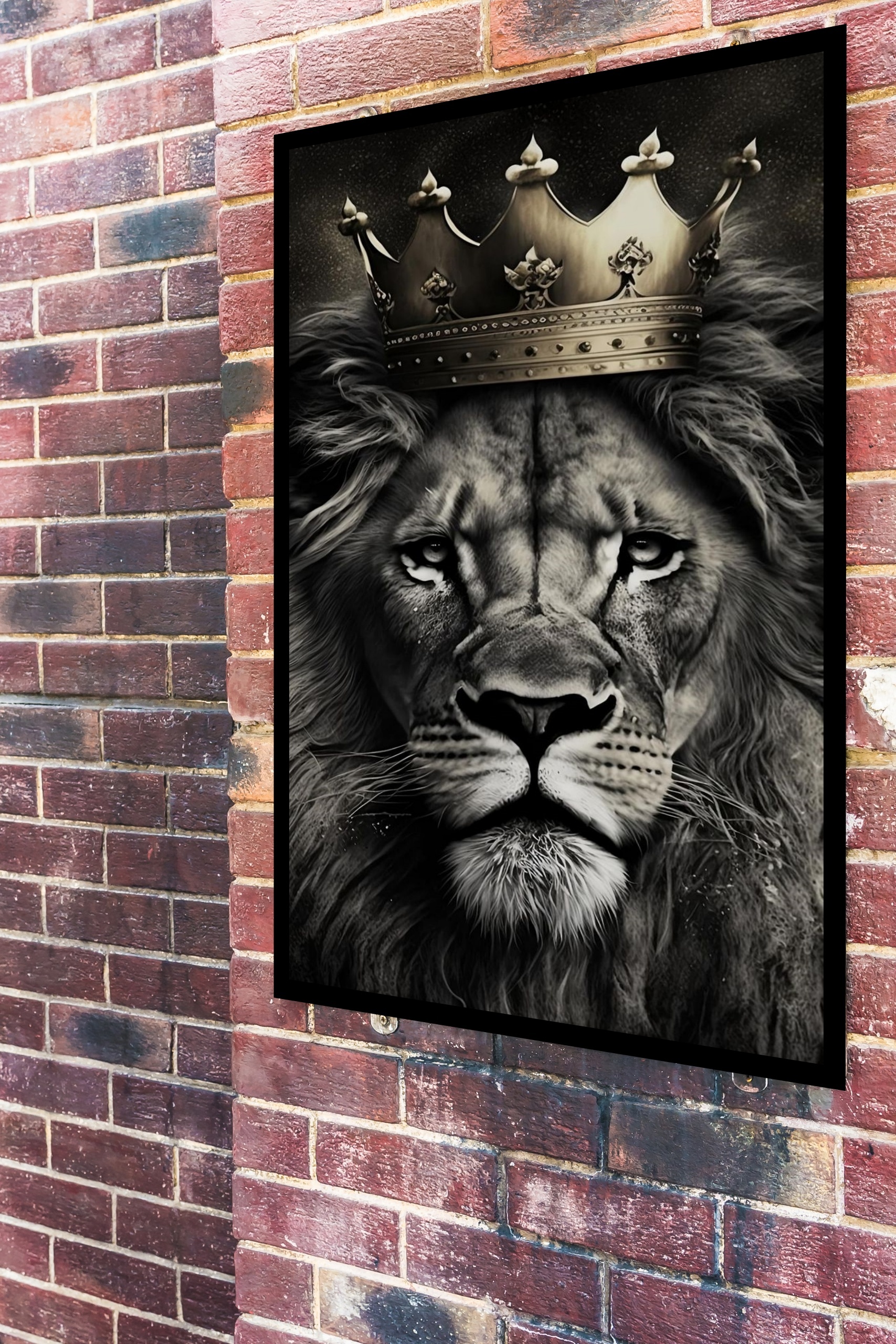 Quadro Decorativo Leão Rei Coroa - 70x50 cm