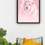 Quadro Decorativo Leão Rosa - 70x50 cm