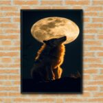 Quadro Decorativo Lobo Lua Cheia - 70x50 cm