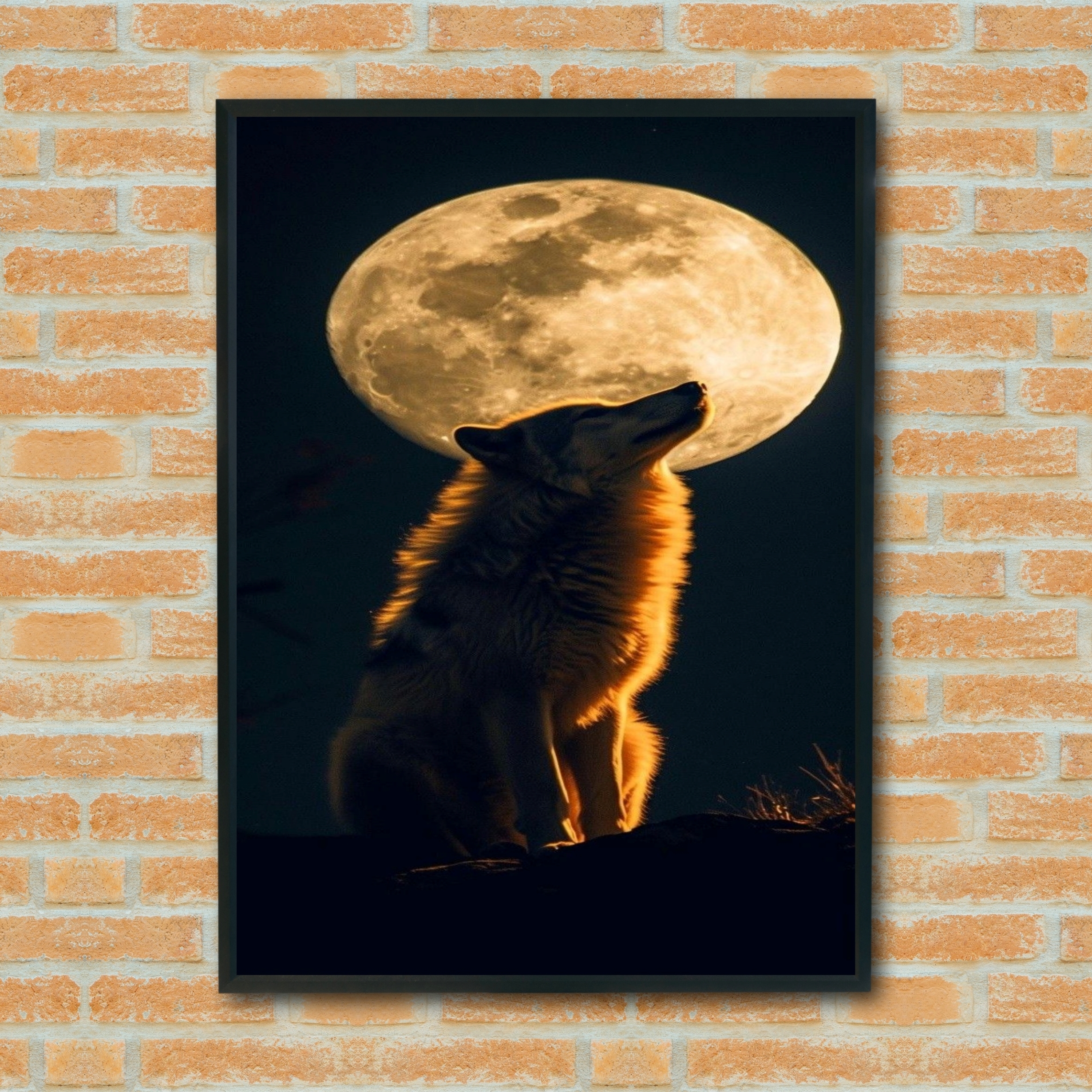 Quadro Decorativo Lobo Lua Cheia - 70x50 cm