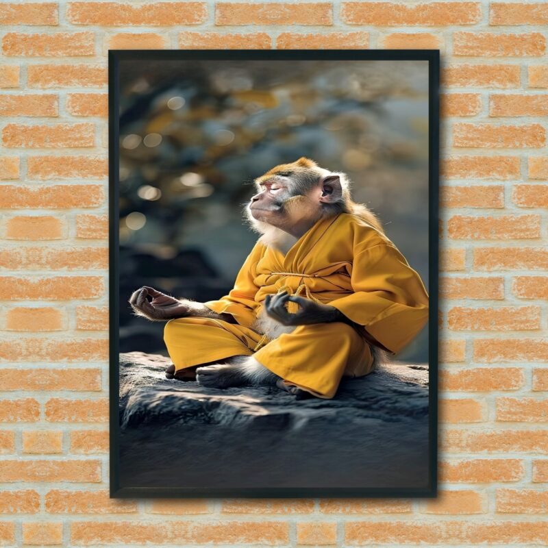 Quadro Decorativo Macaco Meditação - 70x50 cm