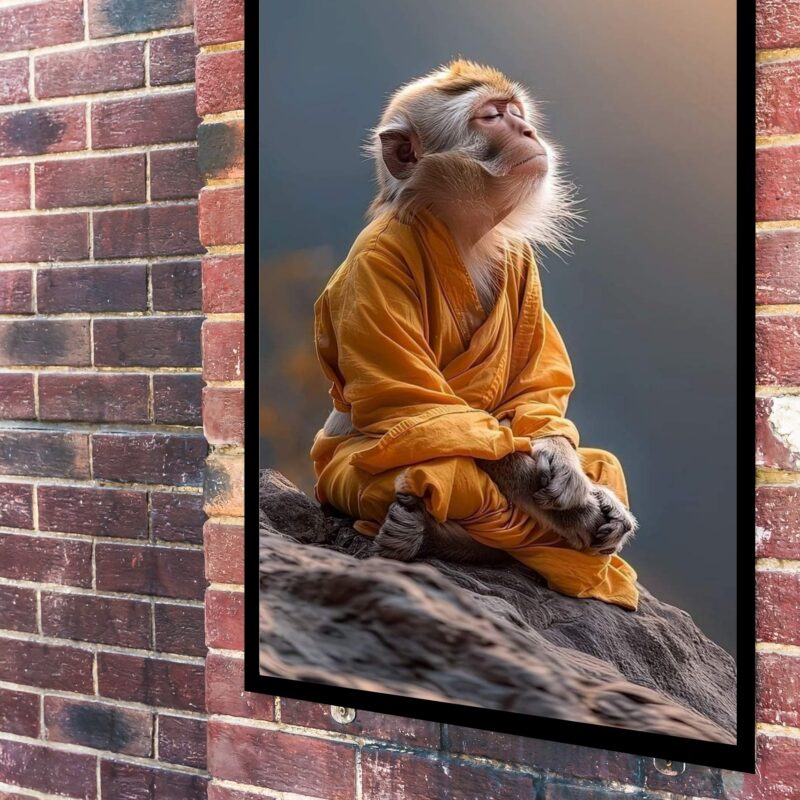 Quadro Decorativo Macaco Meditando - 70x50 cm
