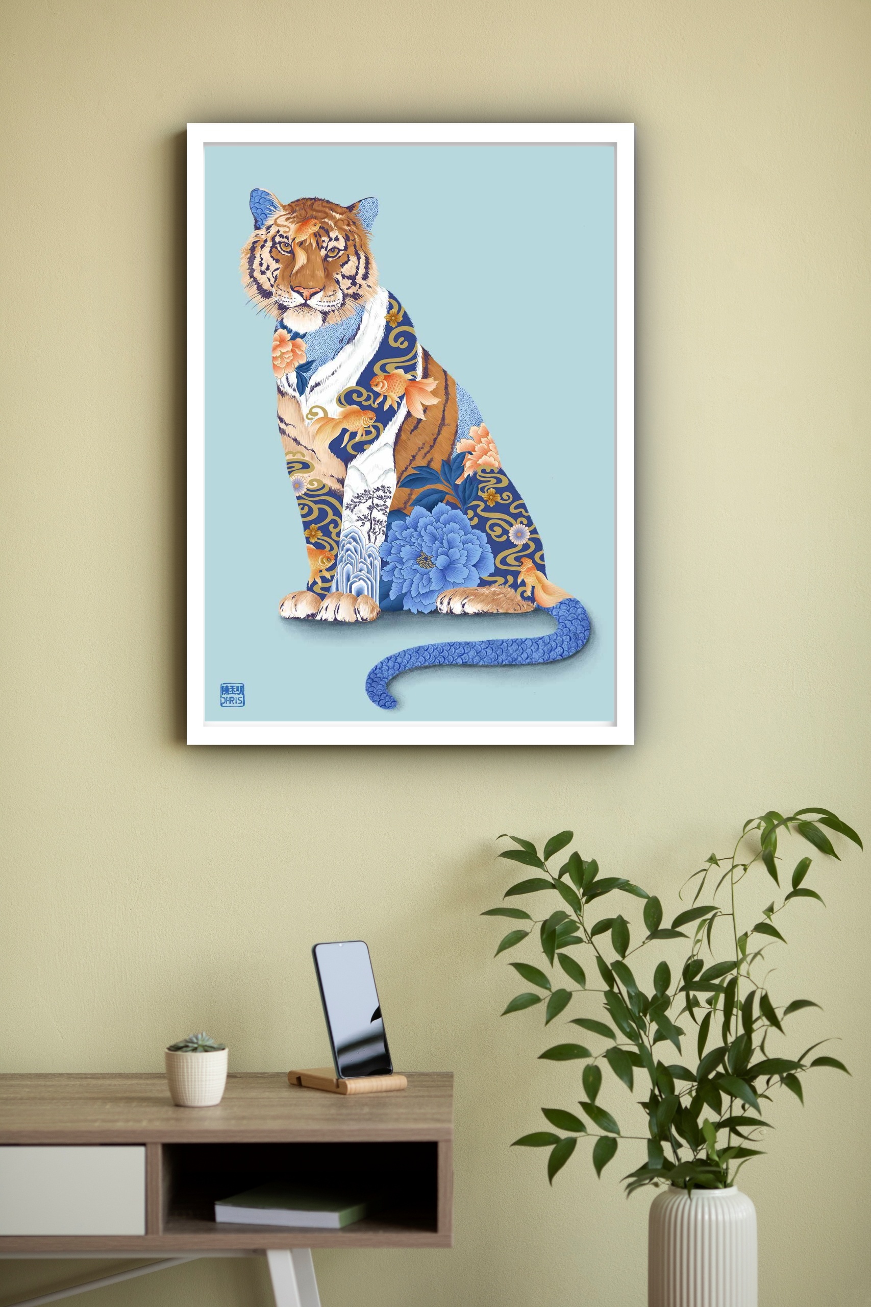 Quadro Decorativo O Tigre da Água - 70x50 cm