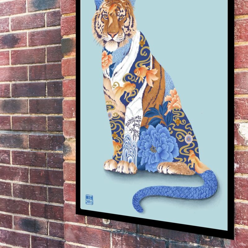 Quadro Decorativo O Tigre da Água - 70x50 cm