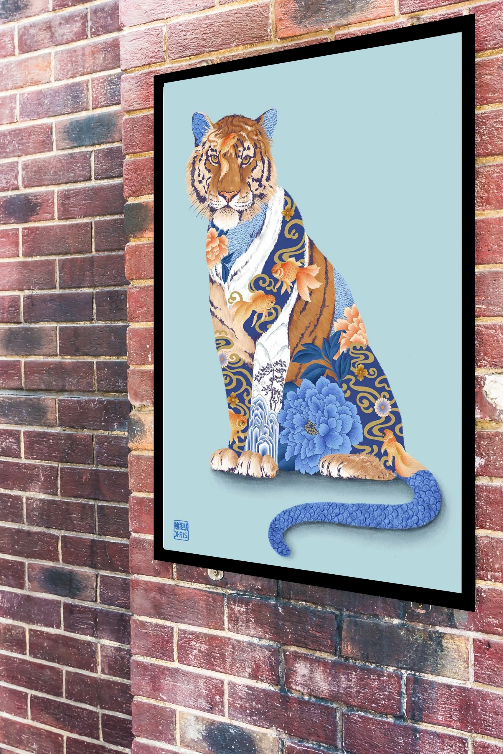 Quadro Decorativo O Tigre da Água - 70x50 cm