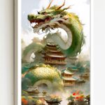 Quadro Decorativo Oriental Dragão Chinês - 70x50 cm