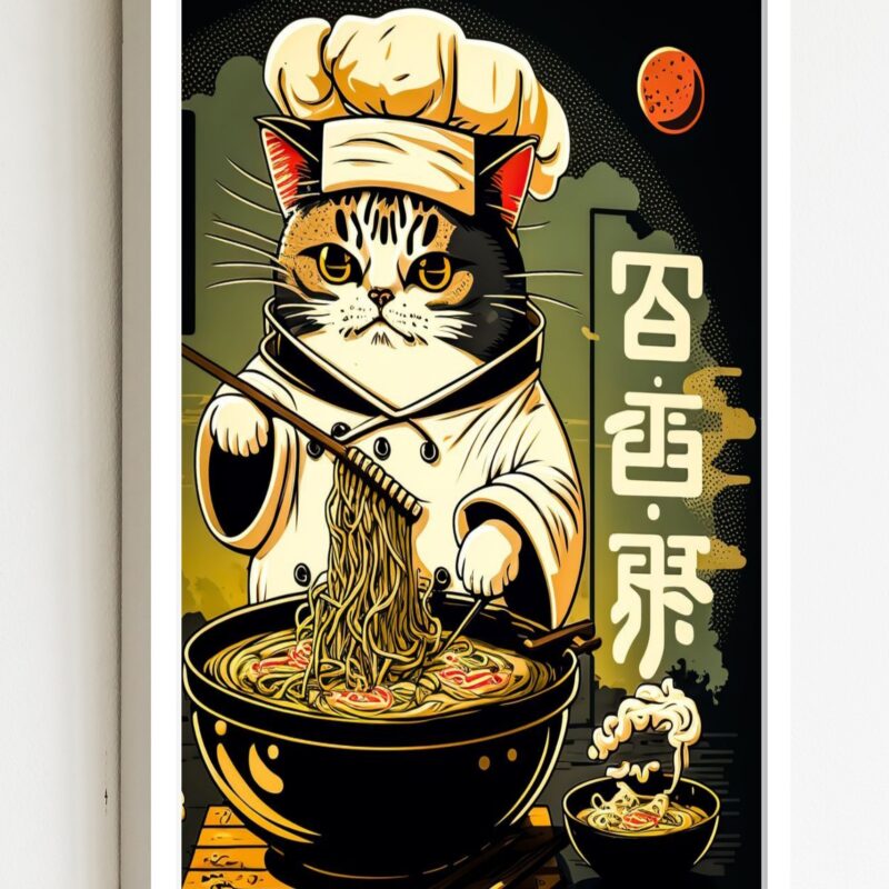 Quadro Decorativo Oriental Gato Sushiman - 70x50 cm